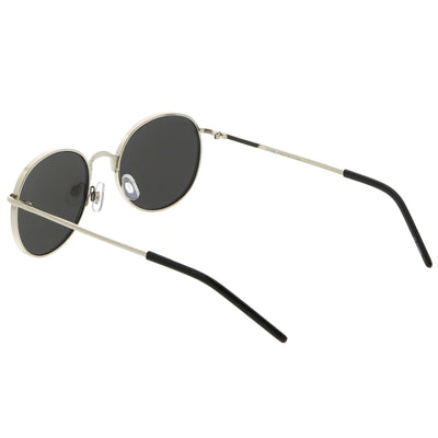 Gafas de sol de metal con lentes planas redondas espejadas con flash retro C436