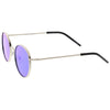Gafas de sol de metal con lentes planas redondas espejadas con flash retro C436