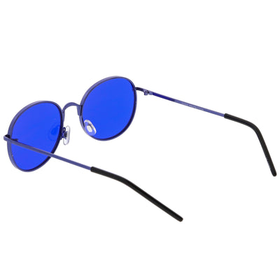 Gafas de sol con lentes planas de colores de tono redondos de moda retro C437