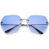 Gafas de sol geométricas con lentes degradados biselados y sin montura de gran tamaño C438