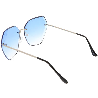 Gafas de sol geométricas con lentes degradados biselados y sin montura de gran tamaño C438