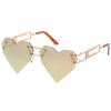 Novedad Gafas de sol con lentes planas espejadas en forma de corazón cortadas con láser de 8 bits C440