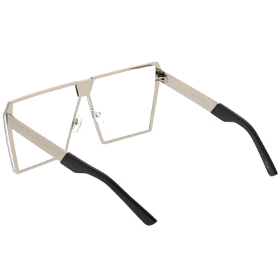 Gafas retro modernas con lentes transparentes y parte superior plana con láser espacial C445