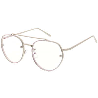 Gafas de aviador con lentes transparentes, planas, redondas, delgadas, retro, 59 mm, C450