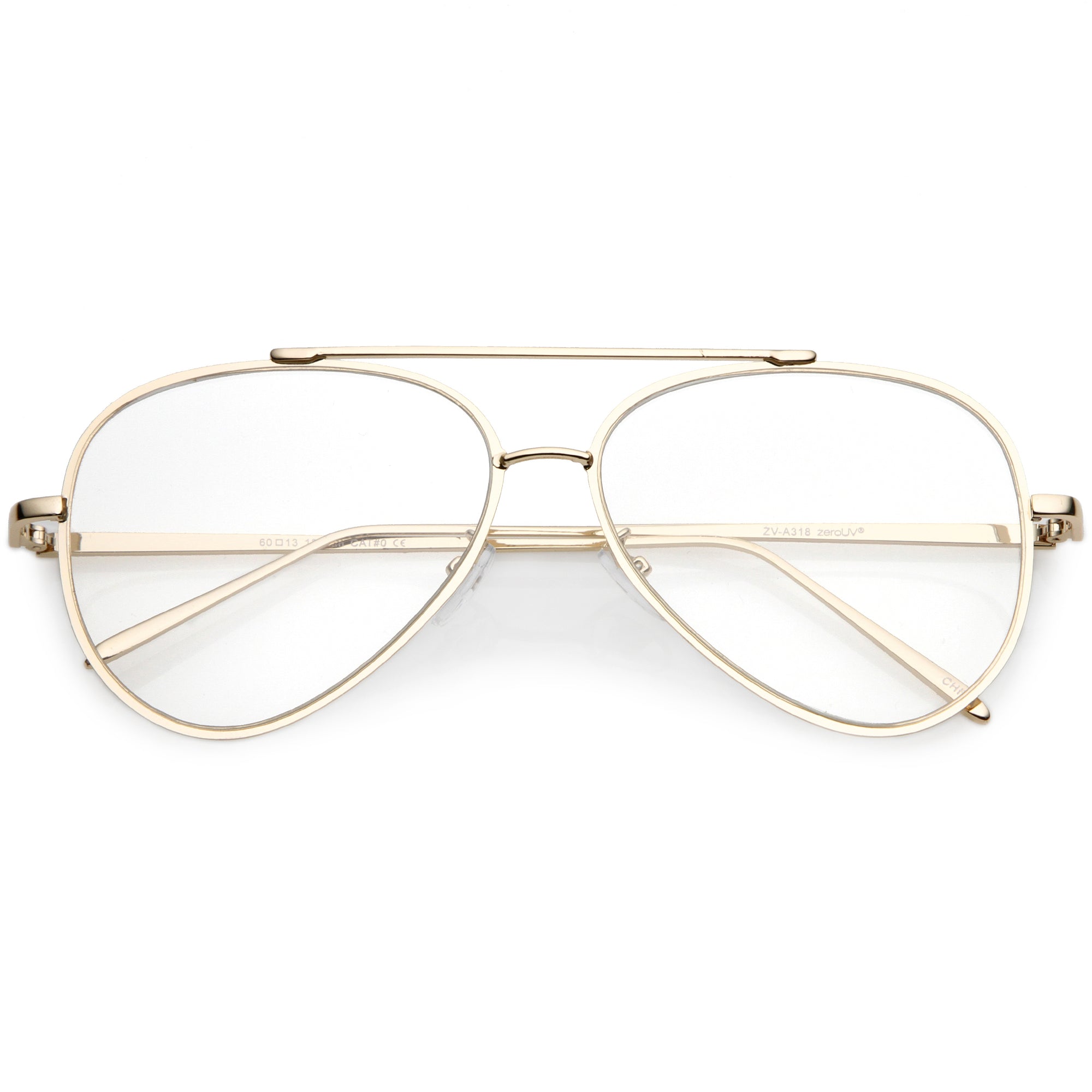 Gafas retro modernas con lentes planas transparentes en forma de lágrima de 58 mm C451
