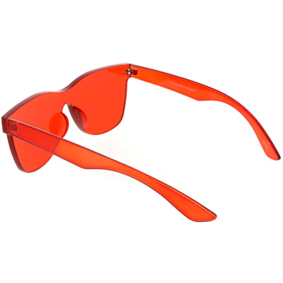 Gafas de sol de PC monobloque con borde de cuernos, sin montura, modernas, retro, C463