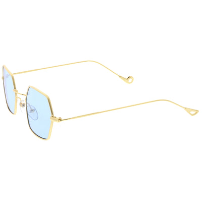 Gafas de sol retro con montura metálica y lentes planas de color hexágono pequeño C472