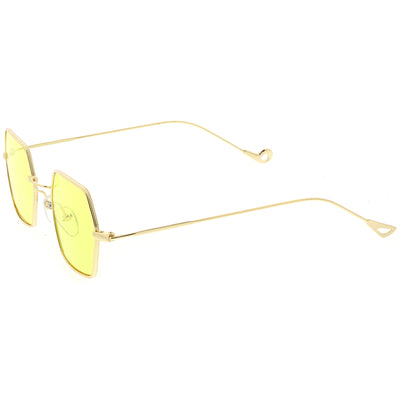 Retro Small Hexagon Colored Flat Lens Metal Frame Sunglasses C472