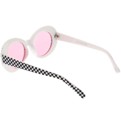 Retro 1990 Rad Clout Goggle Gafas de sol ovaladas con lentes de color a cuadros C488