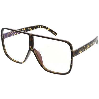 Gafas de lentes transparentes con escudo cuadrado y parte superior plana retro de gran tamaño C489