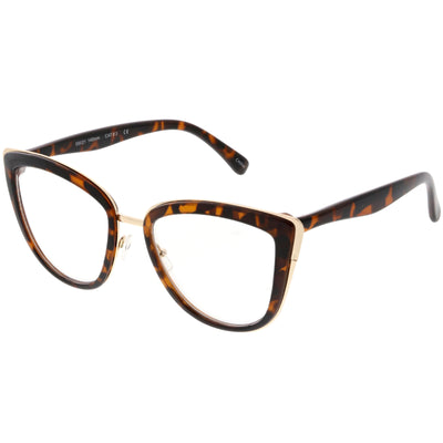Gafas de gran tamaño con montura tipo ojo de gato y lentes transparentes de metal C490