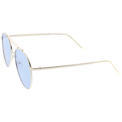 Gafas de sol de aviador de metal con lentes planas de color retro premium C495