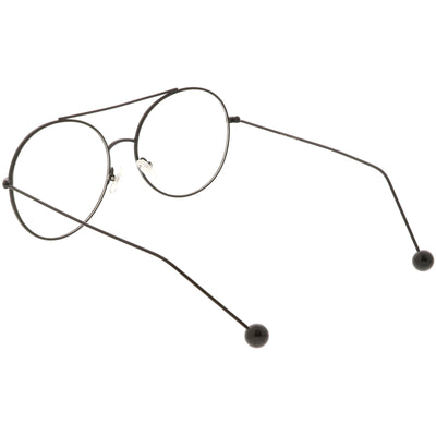 Gafas de aviador de metal con lentes planas transparentes redondas de gran tamaño premium C497