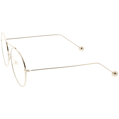 Gafas de aviador de metal con lentes planas transparentes redondas de gran tamaño premium C497