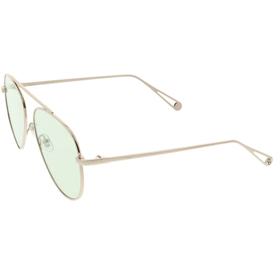 Gafas de sol estilo aviador de metal con lentes planas en tono de color extragrandes de primera calidad C508