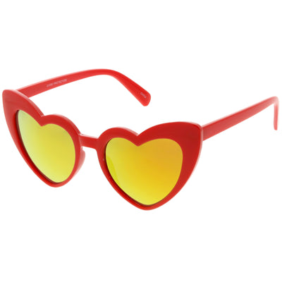 Gafas de sol con lentes espejadas en forma de corazón y ojo de gato de gran tamaño para mujer C515