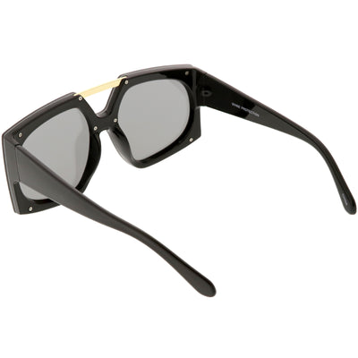 Gafas de sol con lentes planas espejadas de gran tamaño geométricas modernas retro C516