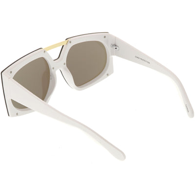 Gafas de sol con lentes planas espejadas de gran tamaño geométricas modernas retro C516
