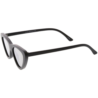 Gafas de sol estilo ojo de gato con lentes planas y estrechas retro para mujer con lentes de espejo C521