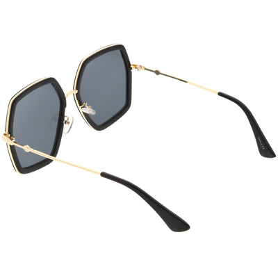 Gafas de sol geométricas con lentes planas de moda de metal de gran tamaño para mujer C527