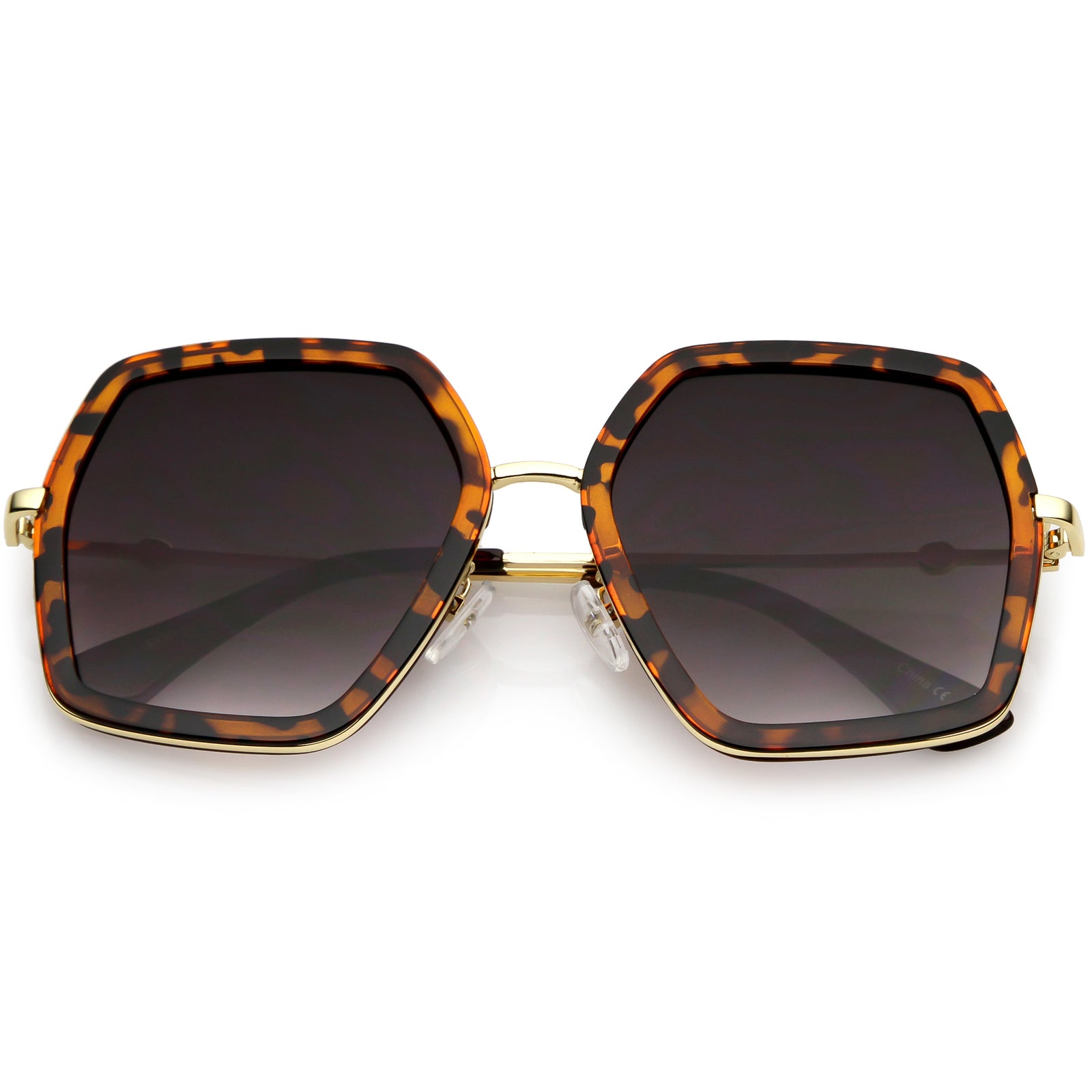 Women's Oversize Metal Fashion Flat Lens Geometric Sunglasses C527