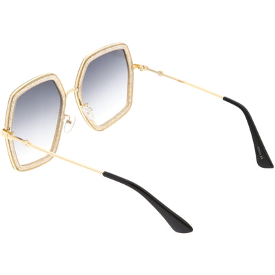 Gafas de sol geométricas con lentes planas de moda de metal de gran tamaño para mujer C527
