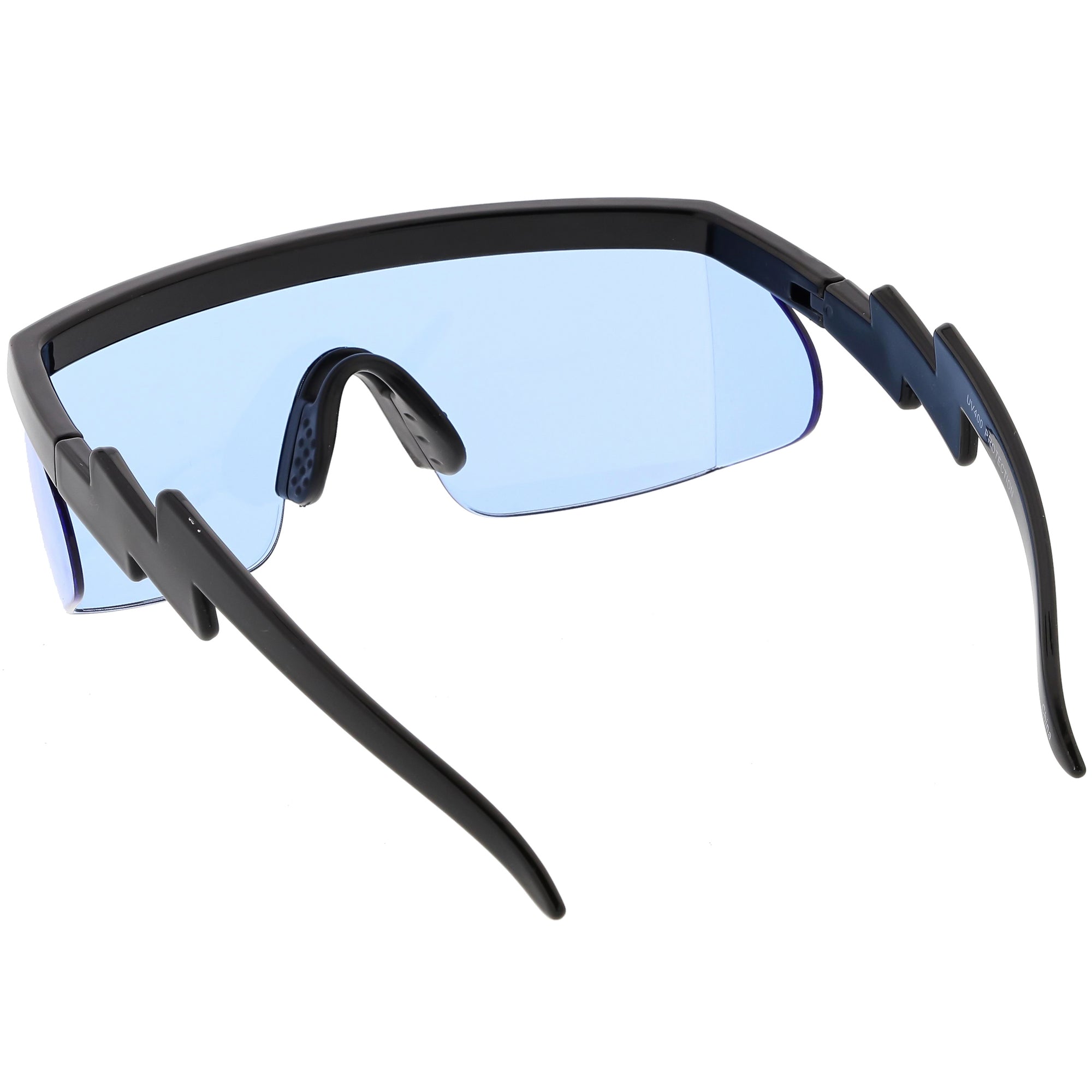 goggles sunglasses Retro Flat Top Color Tone Half Frame Goggle Shield Sunglasses C546 White / Smoke