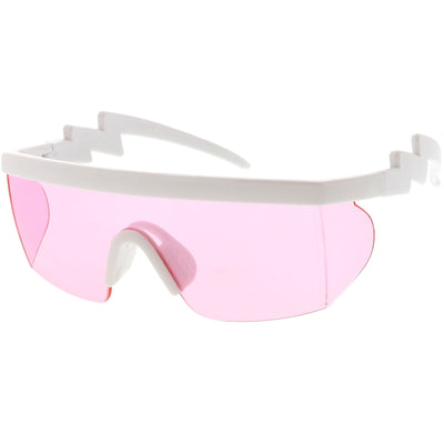 Gafas de sol retro con protección de gafas de medio marco en tono de color con parte superior plana C546