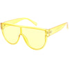 Gafas de sol retro de gran tamaño con parte superior plana y escudo en tono de color transparente C559