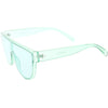 Gafas de sol retro de gran tamaño con parte superior plana y escudo en tono de color transparente C559