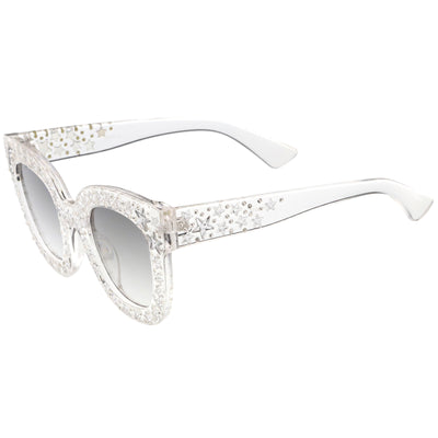 Gafas de sol con borde en forma de cuerno y diamantes de imitación de estrella de moda para mujer C579
