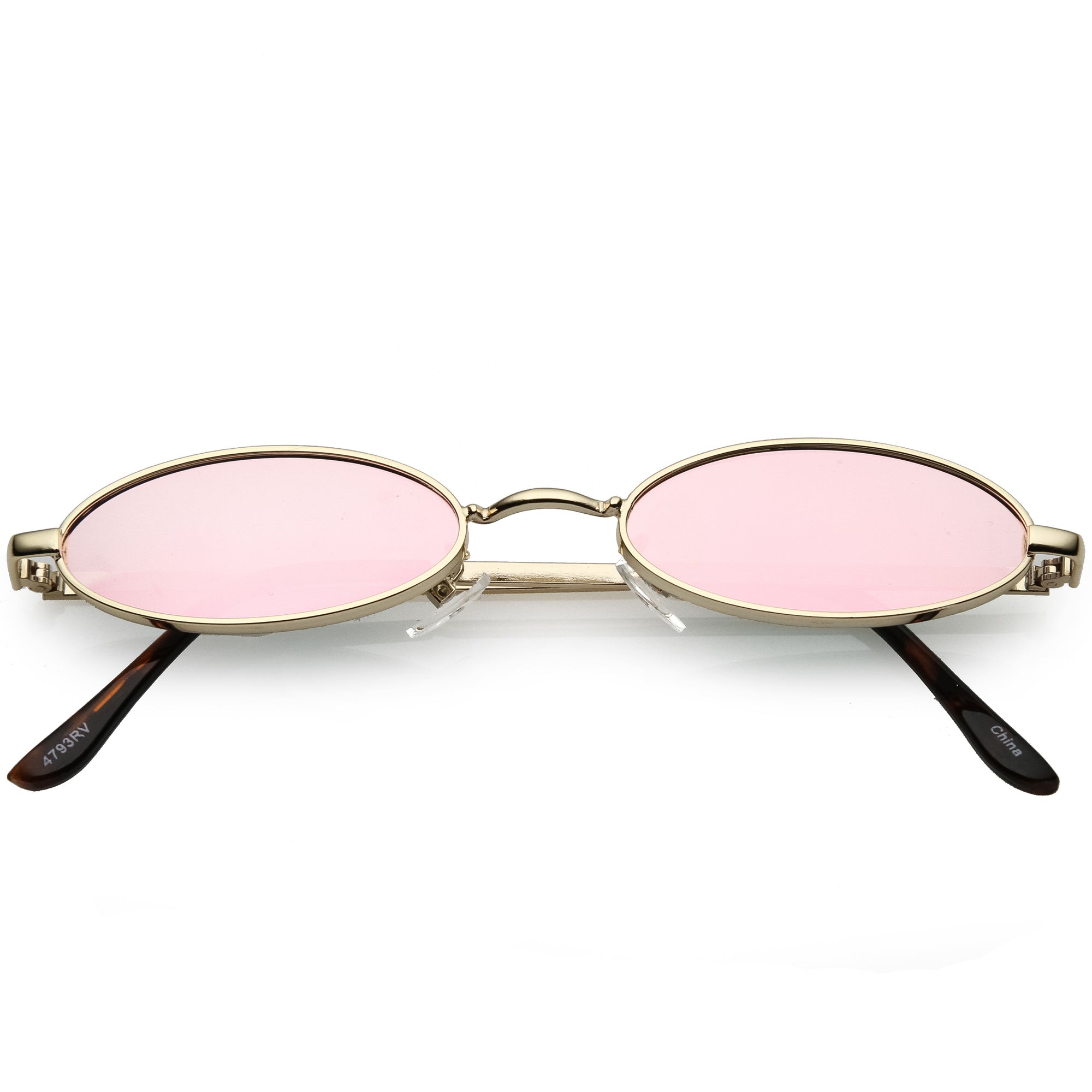 Small Retro 1990's Oval Metal Mirrored Lens Sunglasses zeroUV
