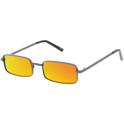 Gafas de sol retro unisex con lentes planas y espejo rectangulares pequeños C597