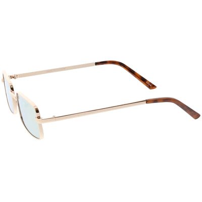 Gafas de sol retro unisex con lentes planas y espejo rectangulares pequeños C597