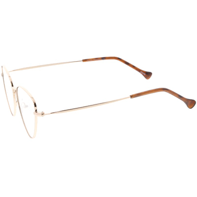 Women's Slim Metal Wire Clear Flat Lens Cat Eye Glasses C599