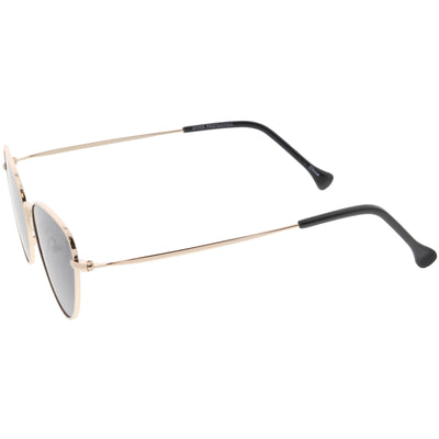 Gafas de sol estilo ojo de gato con lentes planas y marco de metal delgado retro para mujer C600