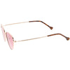 Gafas de sol estilo ojo de gato con lentes planas y marco de metal delgado retro para mujer C600