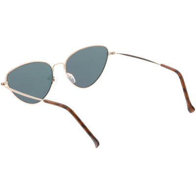 Gafas de sol retro con lentes planas y espejo de metal con montura fina retro para mujer C601