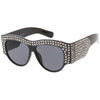 Gafas de sol de gran tamaño con diamantes de imitación y borde con cuernos hechas a mano para mujer C609