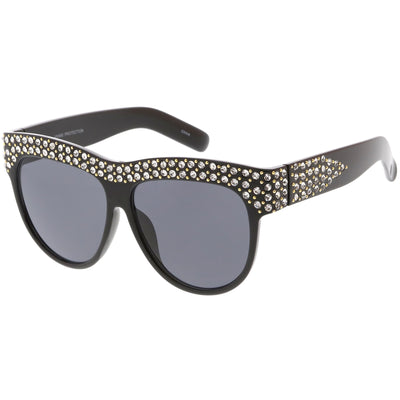 Gafas de sol extragrandes con diamantes de imitación hechas a mano retro para mujer C610