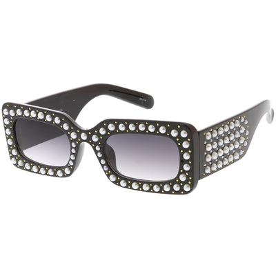 Gafas de sol retro rectangulares hechas a mano con diamantes de imitación C611