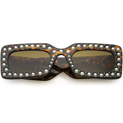 Gafas de sol retro rectangulares hechas a mano con diamantes de imitación C611
