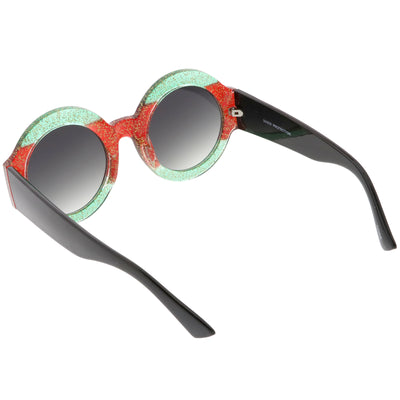 Gafas de sol redondas de dos tonos con purpurina extragrandes para mujer C622