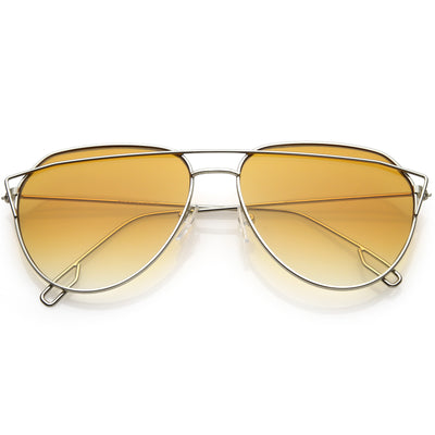 Gafas de sol de aviador con lentes degradados y barra transversal delgada de metal moderno C628