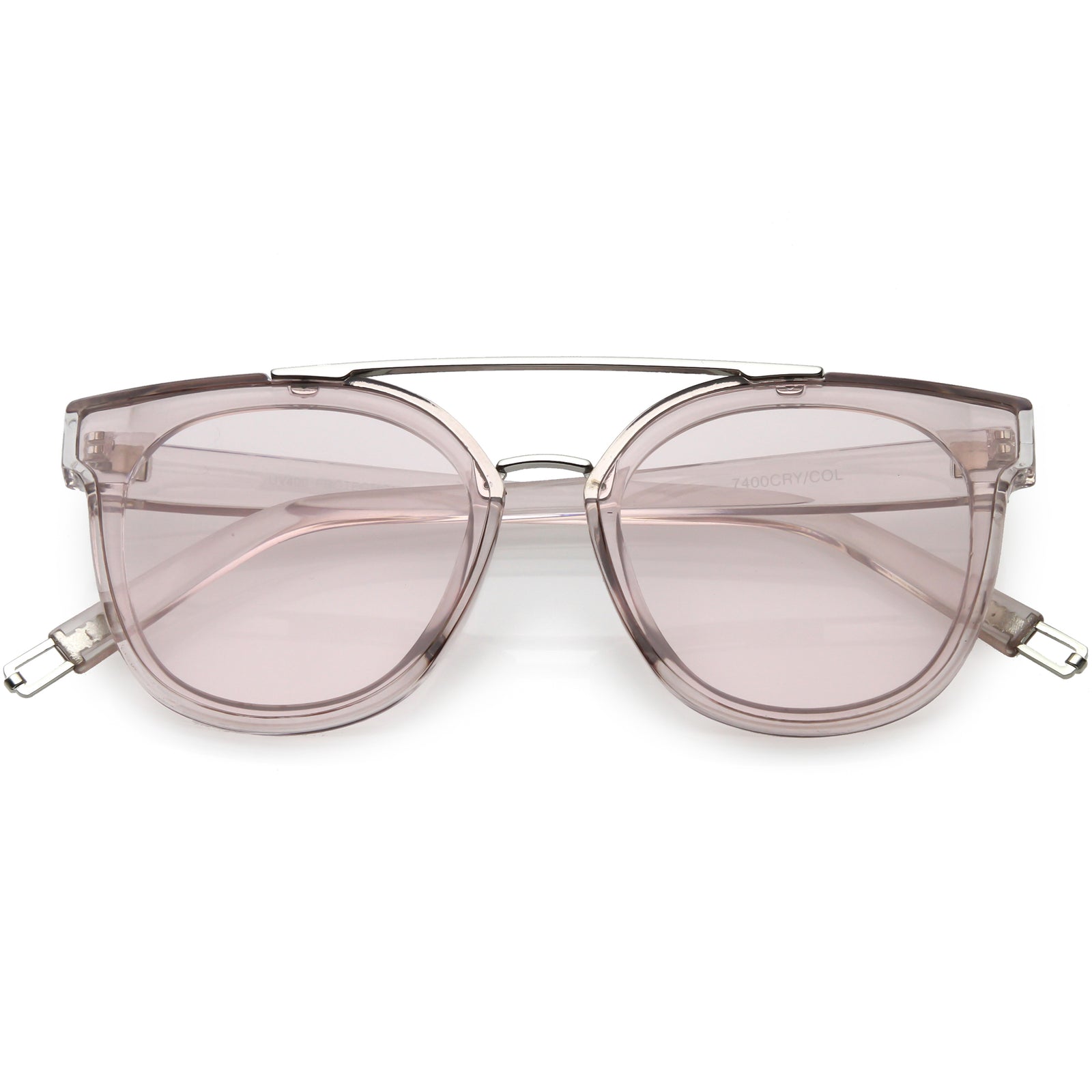 Lente cuadrada teñida de color con barra transversal de metal translúcido C636