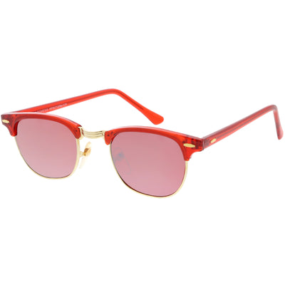 Gafas de sol retro con lentes espejadas de medio marco color caramelo vintage verdadero C638
