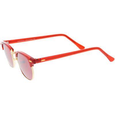 Gafas de sol retro con lentes espejadas de medio marco color caramelo vintage verdadero C638