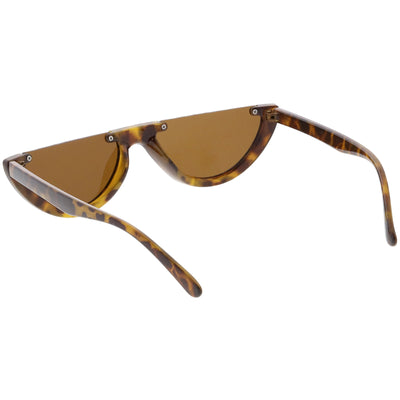 Gafas de sol de corte plano con medio marco en tono de color retro para mujer C685