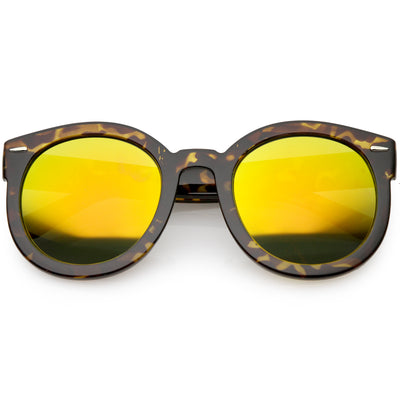 Gafas de sol redondas retro de gran tamaño para mujer con espejo de color y lente neutra C687