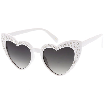 Gafas de sol extragrandes con forma de corazón y diamantes de imitación para mujer C711